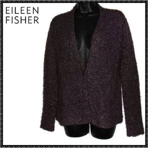 EILEEN FISHER Sweater S Brown BUTTON CARDIGAN